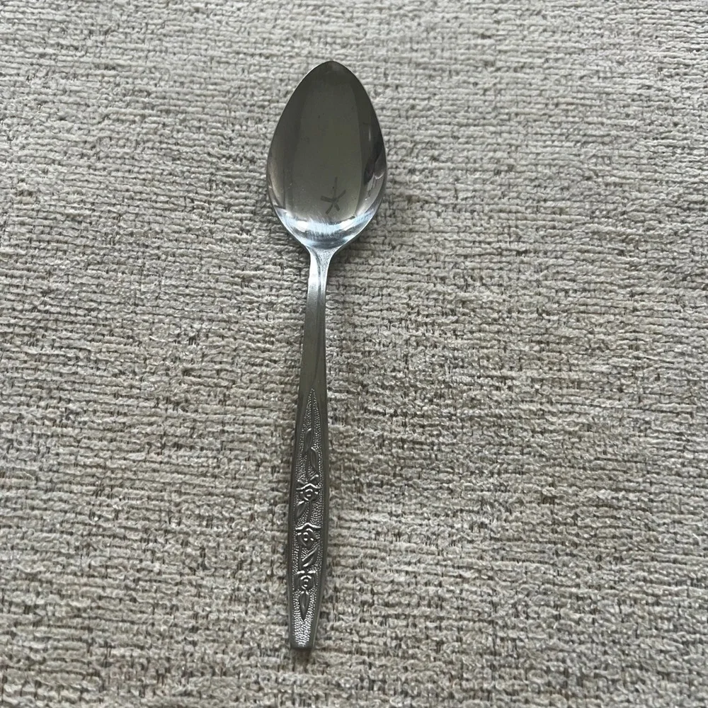 Ekco‎ Eterna Stainless Steel Teaspoon Floral Pattern Vintage Flatware Taiwan